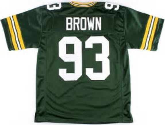 Gilbert Brown Green Bay Packers Custom Football Jersey (In-Stock-Closeout) Size Medium/40 Inch Chest