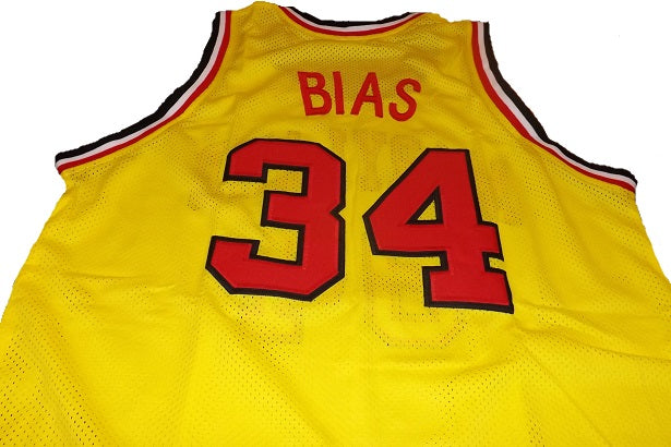 80's Len Bias 34 Basketball Jersey Yellow&whitetop 