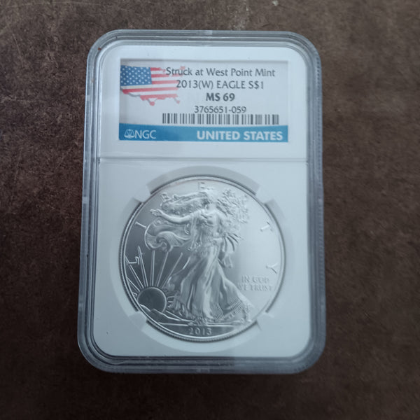 2013 W Uncirculated American Silver Eagle - NGC Graded MS69