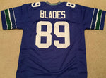 Brian Blades Unsigned Custom Blue Stitched Football Jersey