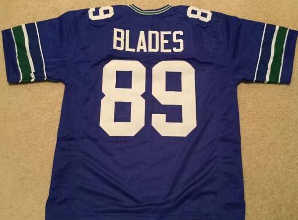 Brian Blades Unsigned Custom Blue Stitched Football Jersey