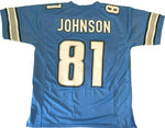Calvin Johnson Unsigned Custom Blue Stitched Football Jersey