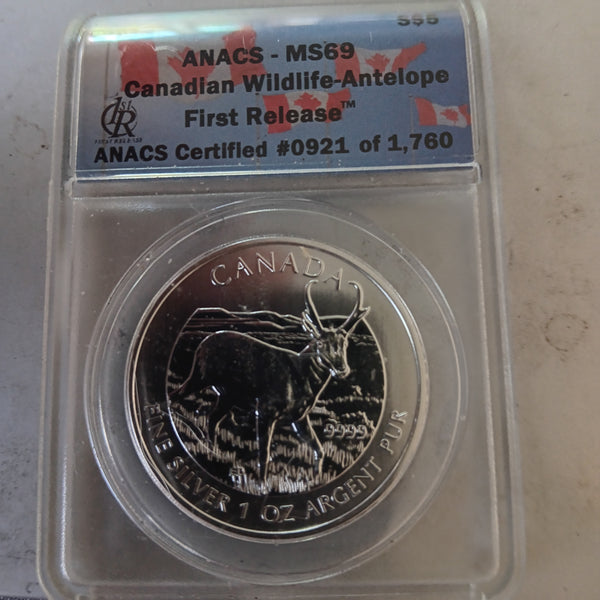2013 Canadian Wildlife Antelope - First Release - ANACS Certified MS69 #0921 of 1760