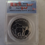 2011 Canadian Wildlife Grizzly - First Release - ANACS Certified MS69