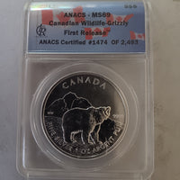 2011 Canadian Wildlife Grizzly - First Release - ANACS Certified MS69