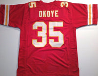 Christian Okoye Unsigned Custom Red Stitched Football Jersey