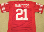 Deion Sanders Unsigned Custom Red Stitched Football Jersey