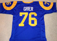 Rosie Grier Unsigned Custom Blue Stitched Football Jersey