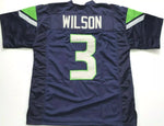 Russell Wilson Unsigned Custom Blue Stitched Football Jersey