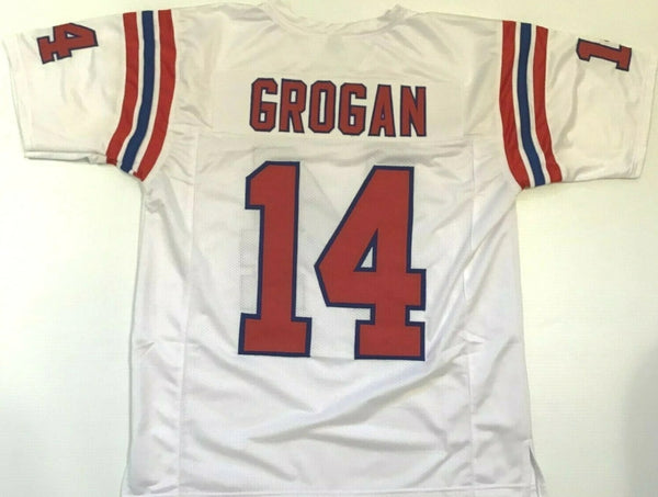 Steve Grogan Unsigned Custom White Stitched Football Jersey