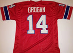 Steve Grogan Unsigned Custom Red Stitched Football Jersey