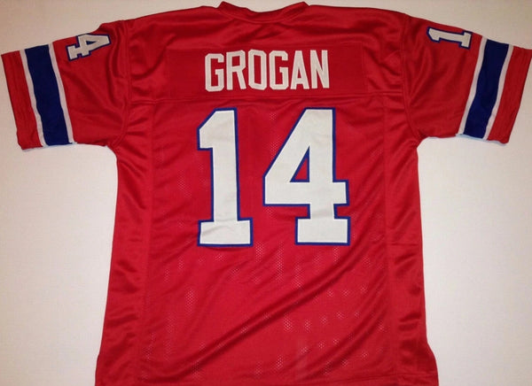 Steve Grogan Unsigned Custom Red Stitched Football Jersey