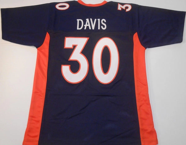 Terrell Davis Unsigned Custom Blue Stitched Football Jersey