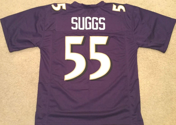 Terrell Suggs Unsigned Custom Purple Stitched Football Jersey