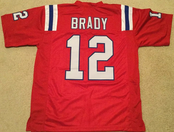 Tom Brady Unsigned Custom Red Stitched Football Jersey