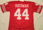 Tom Rathman Unsigned Custom Red Stitched Football Jersey