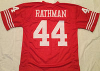 Tom Rathman Unsigned Custom Red Stitched Football Jersey