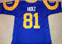 Torry Holt Unsigned Custom Blue Stitched Football Jersey