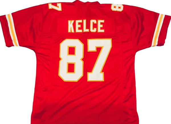 Travis Kelce Unsigned Custom Red Stitched Football Jersey