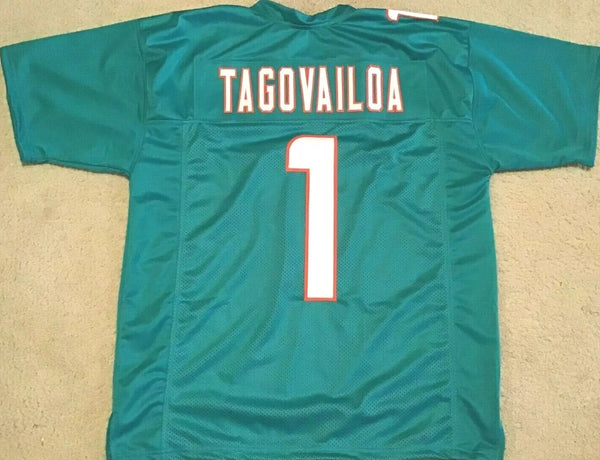 Tua Tagovailoa Unsigned Custom Green Stitched Football Jersey