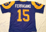 Vince Ferragamo Unsigned Custom Blue Stitched Football Jersey