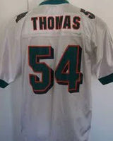 Zach Thomas Miami Dolphins Throwback Football Jersey (In-Stock-Closeout) Size Large / 44 Inch Chest.