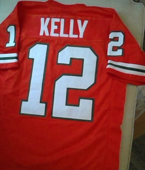 Jim Kelly Miami Hurricanes Football Jersey (In-Stock-Closeout) Size Large / 44 Inch Chest