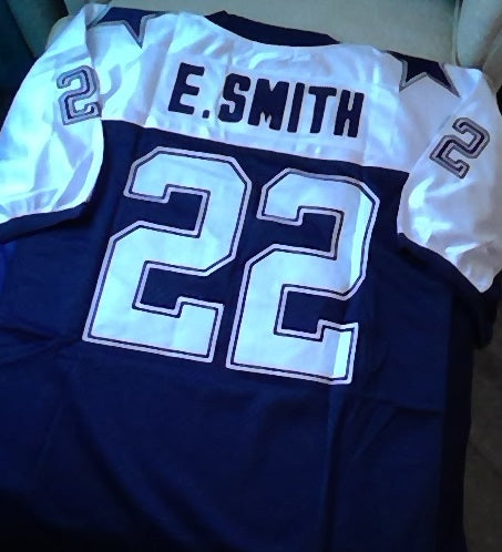 Emmitt Smith Dallas Cowboys Blue 2 Star Football Jersey (In-Stock-Closeout) Size XXL/54 Inch Chest