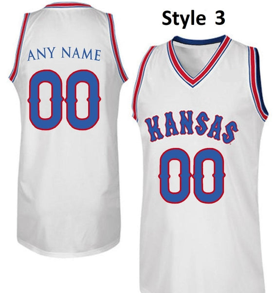 Custom Kansas Jayhawks Basketball Jersey Name and Number Customizable College Jerseys Swingman Replica White