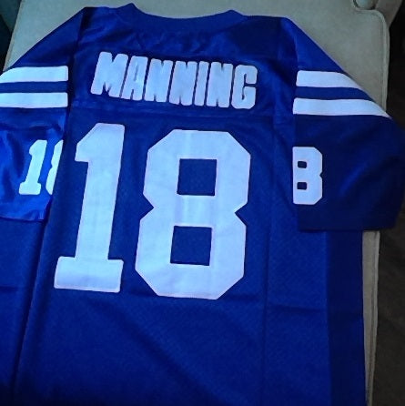 Peyton Manning Blue Indianapolis Colts Football Jersey (In-Stock-Closeout) Size XL/50 Inch Chest