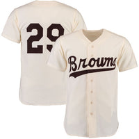 SATCHEL PAIGE  St. Louis Browns 1953 Away Majestic Throwback Baseball  Jersey